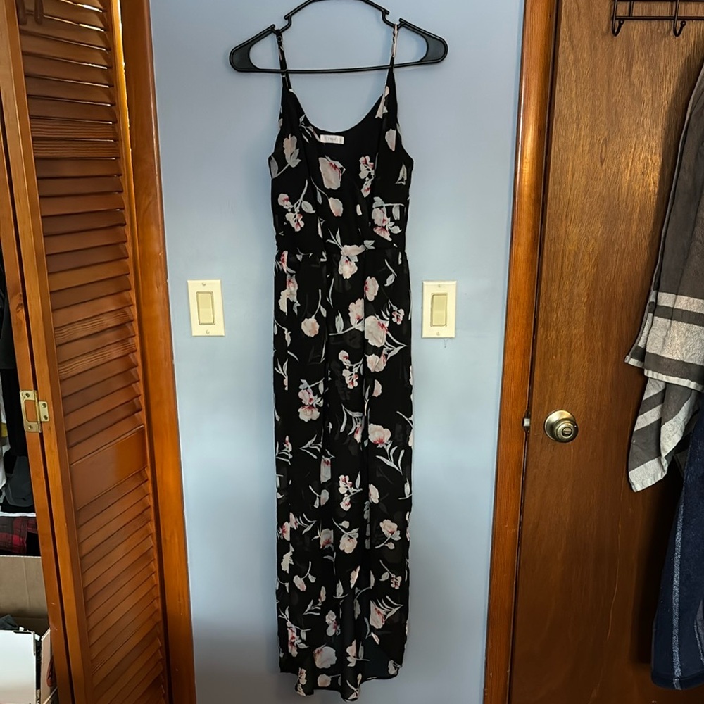 Black floral midi dress